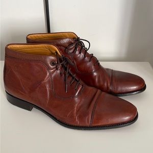 Johnston & Murphy Mens Leather Lace Up Boots, Brown, Size 9